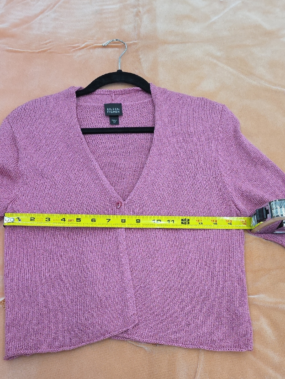 Eileen Fisher Silk Blend Pink V-Neck Knit Cardigan Sweater - Picture 7 of 7